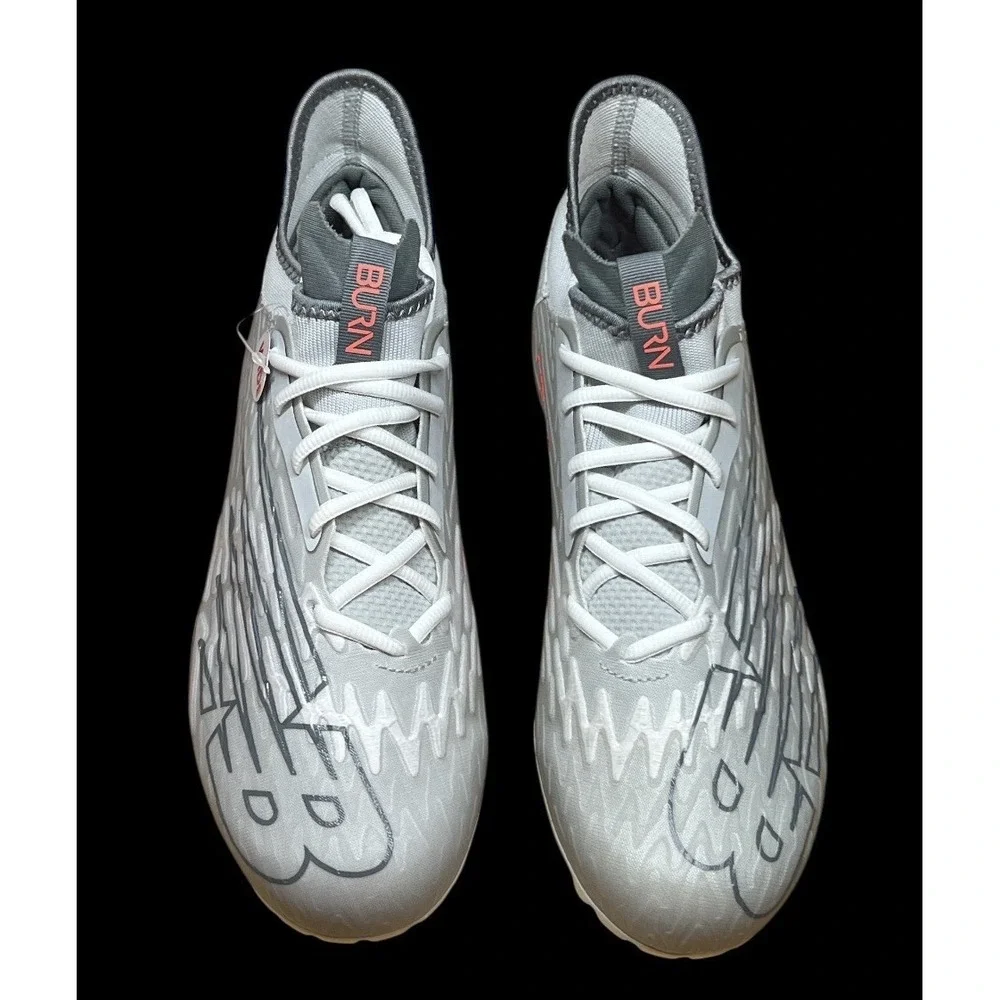Size 11 WIDE - New Balance Lacrosse Turf Cleats  2E Burnxlx3 Gray White Mens